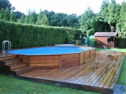 pool with built in deck