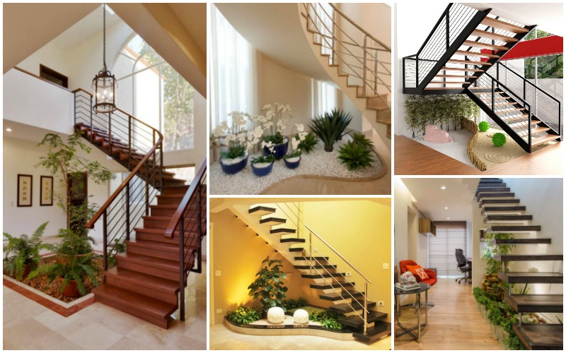 10 Ideas to decorate under the stairs with plants