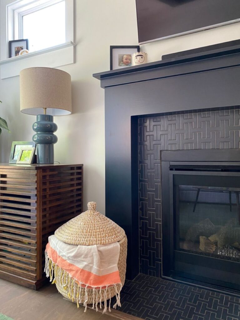 black fireplace mantle