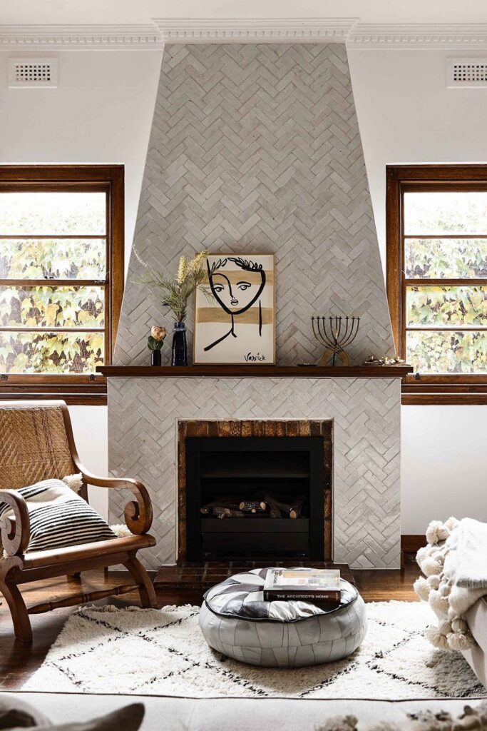 clay tile fireplace