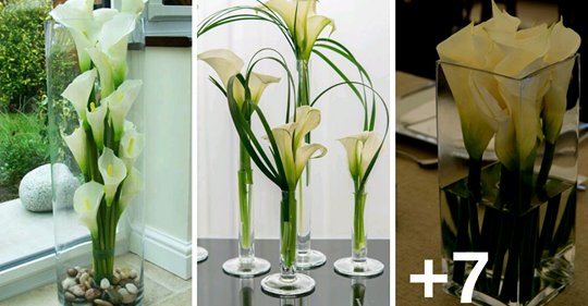 See how you can create beautiful centerpieces with calla lilies, leaves and stones