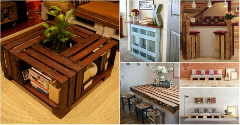 Furniture made with pallets.