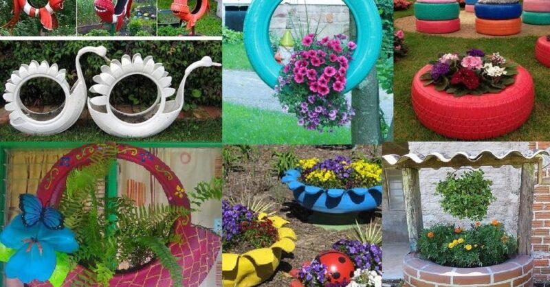 How to turn Used Tires into Flower Pots to decorate your Garden