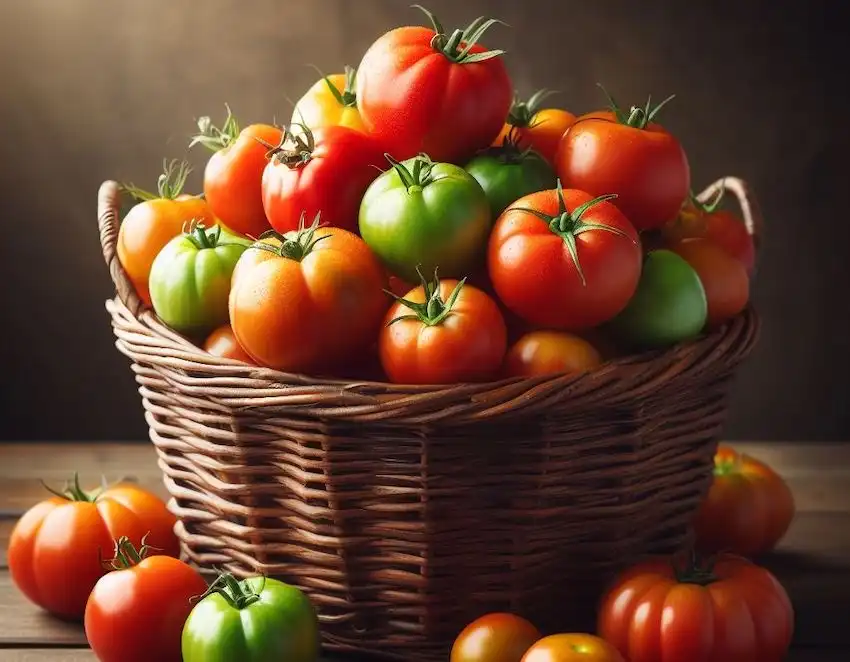 a basket of premium tomatoes