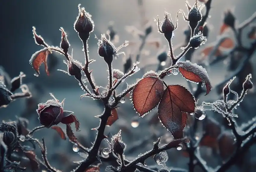 un rosier à la fin de l'hiver