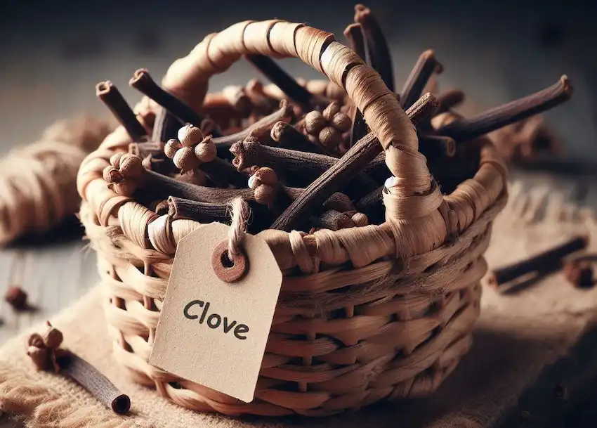 a small basket with clove