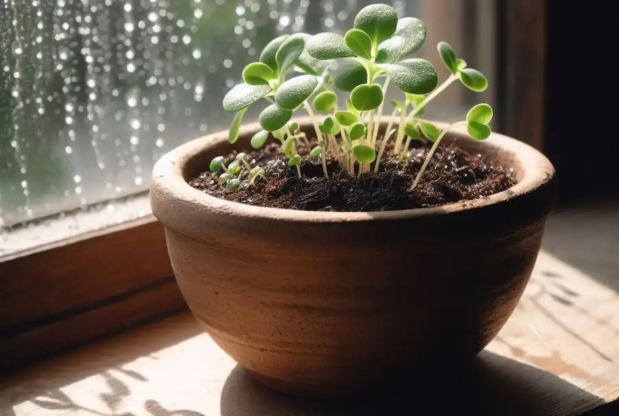 growing purslane in a pot