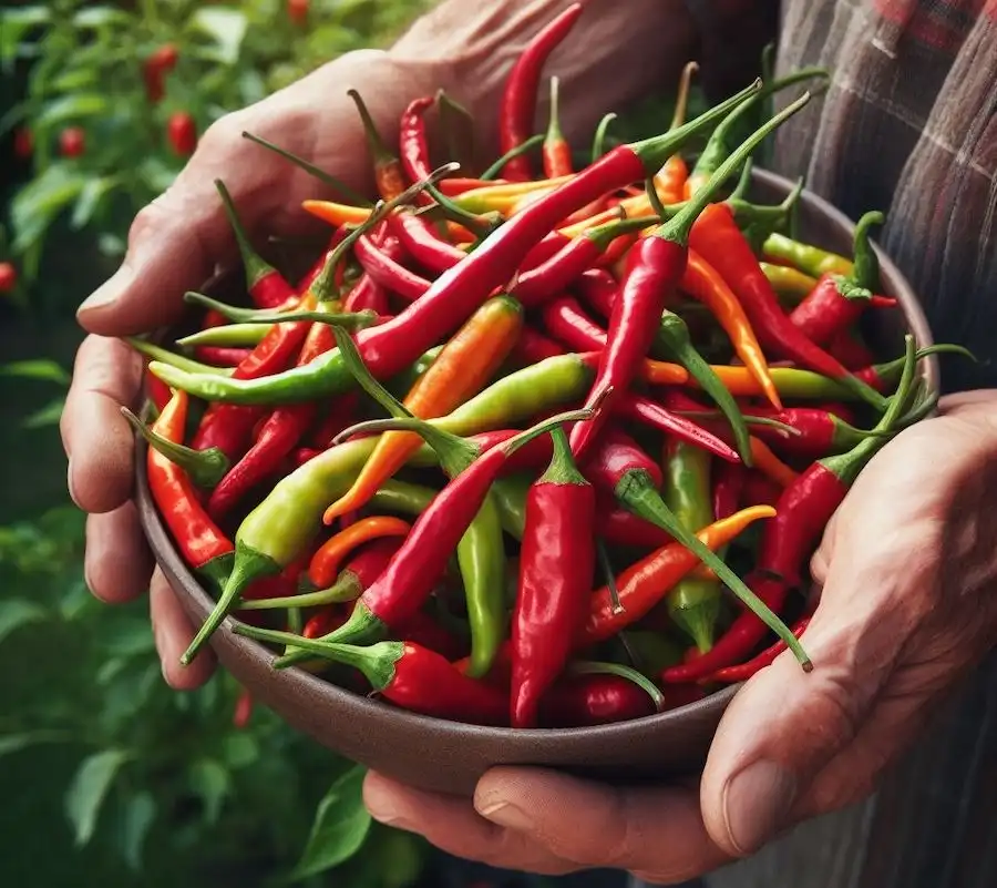 harvest the chili peppers