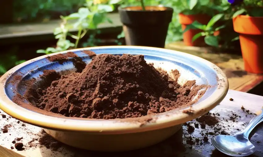 a bowl with coffee grounds