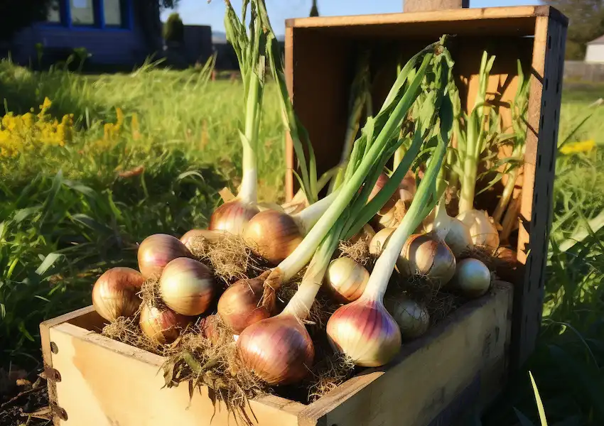 a box with onions