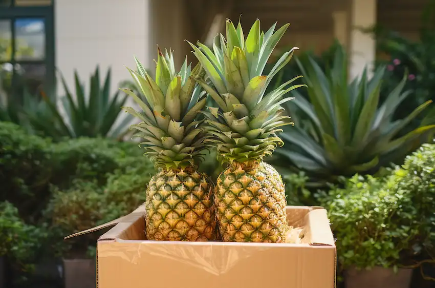 a box with pineapple