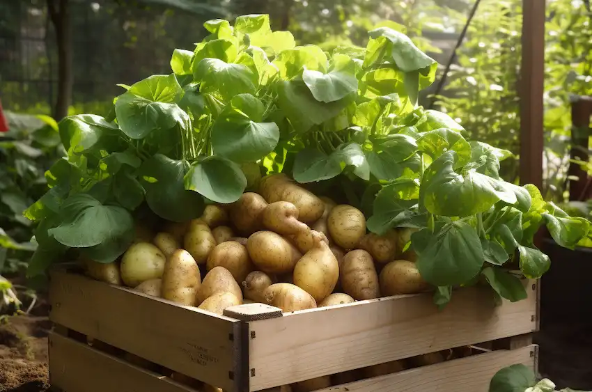 a crate with patatoes