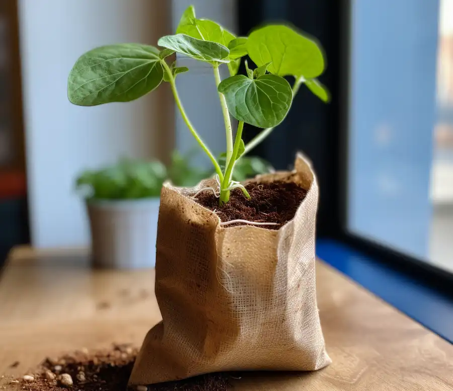 una pequeña planta de pepino