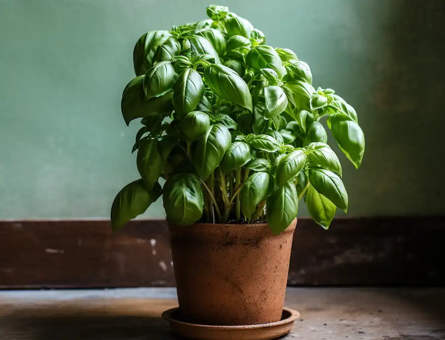 planta de albahaca en una maceta