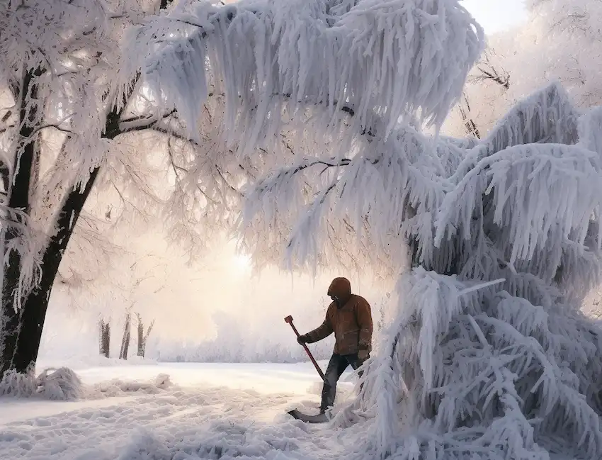 limpiando árboles de nieve 1