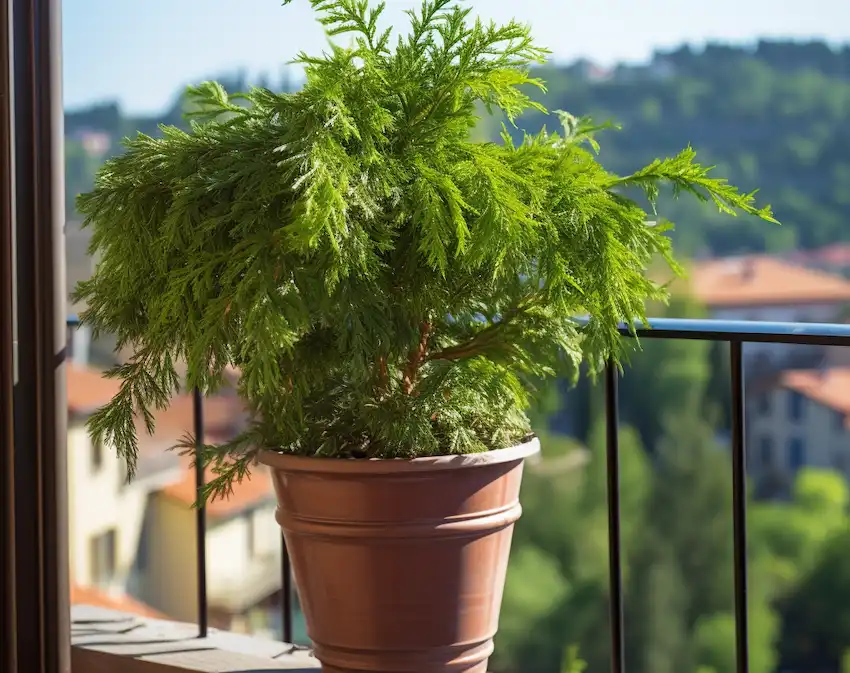 planta de ciprés en una maceta