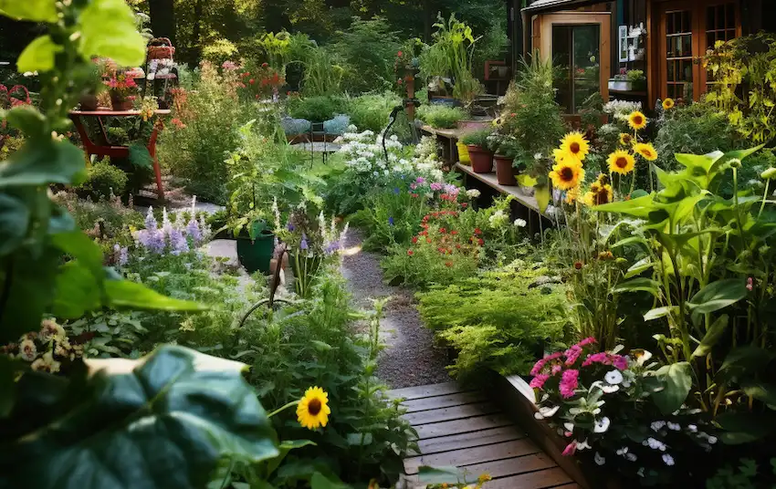 jardín lleno de plantas medicinales