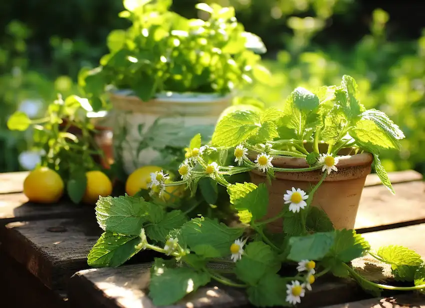 lemon balm and chamomile