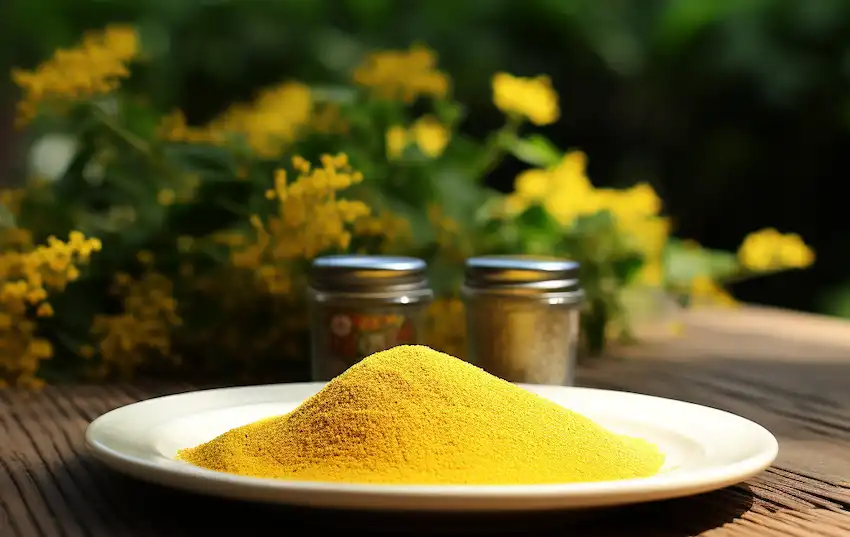 mustard powder on table garden