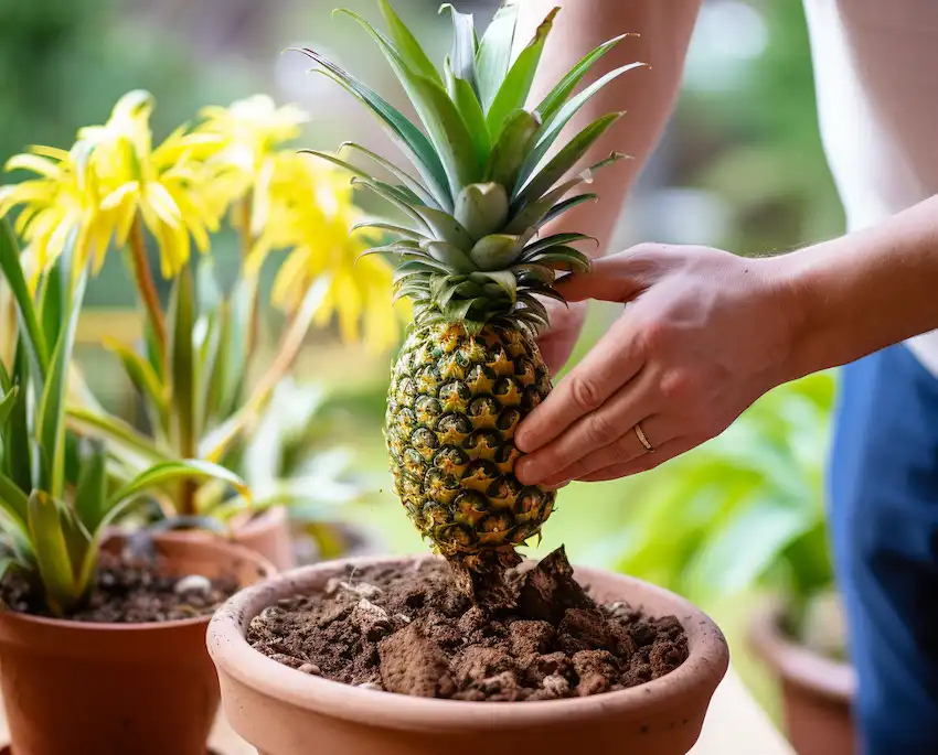 planting pineapple in a pot