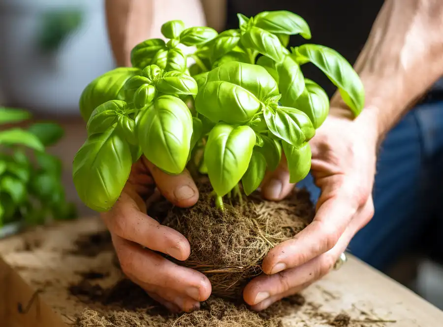 basil in pot