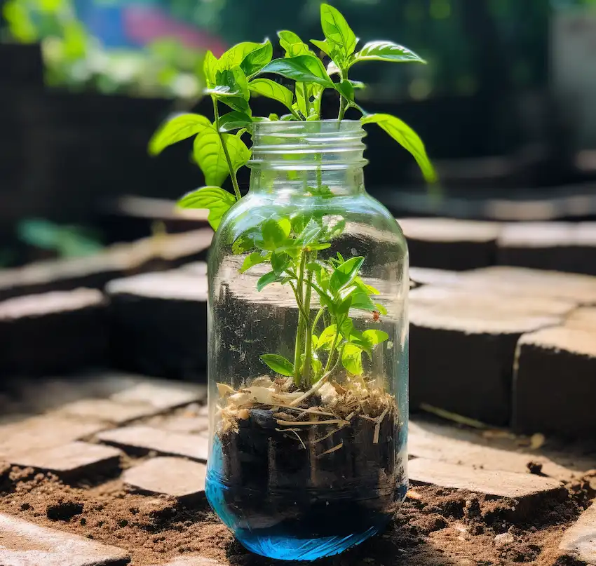 self watering pot from plastic bottle