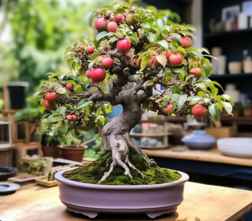 un manzano bonsai