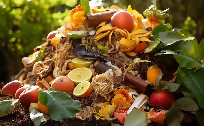 a compost pile made of vegetable