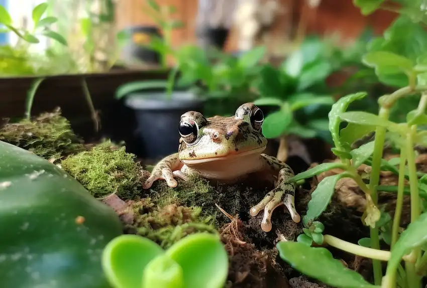 une petite grenouille dans le jardin