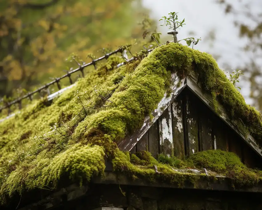 house roof cover in moss