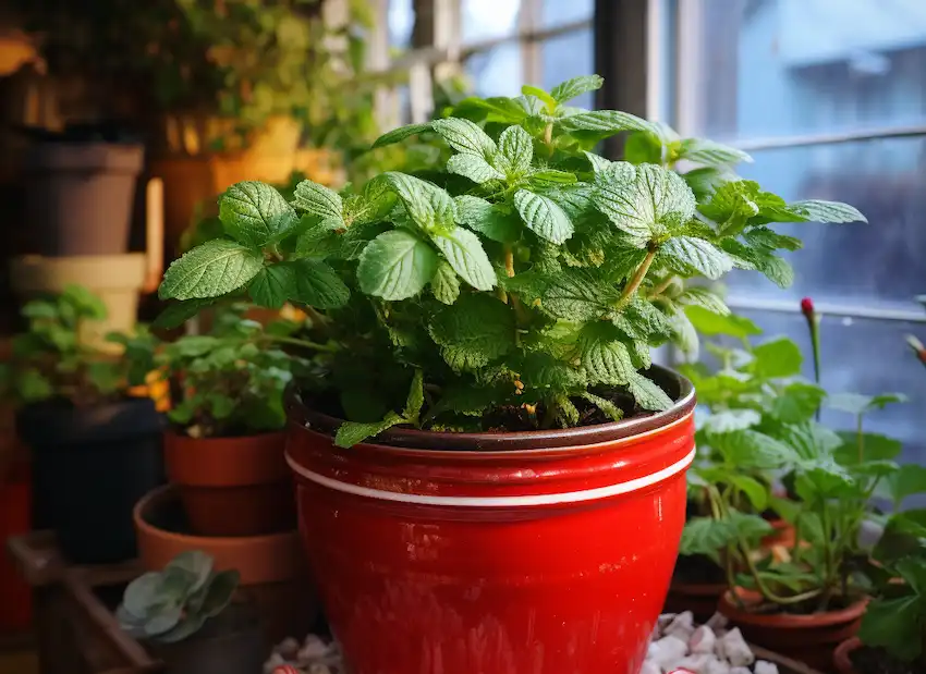 peppermint in a pot