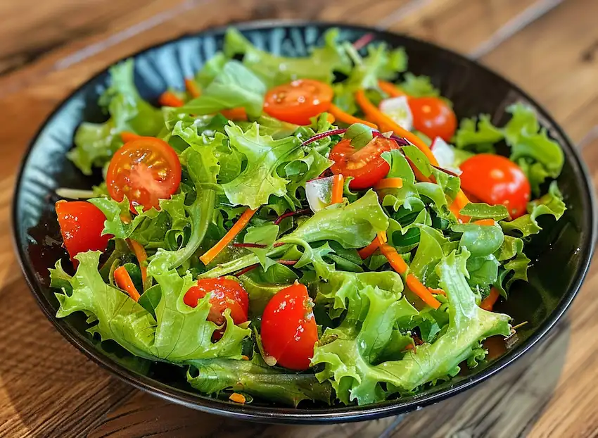 a bowl with fresh lettuce salat