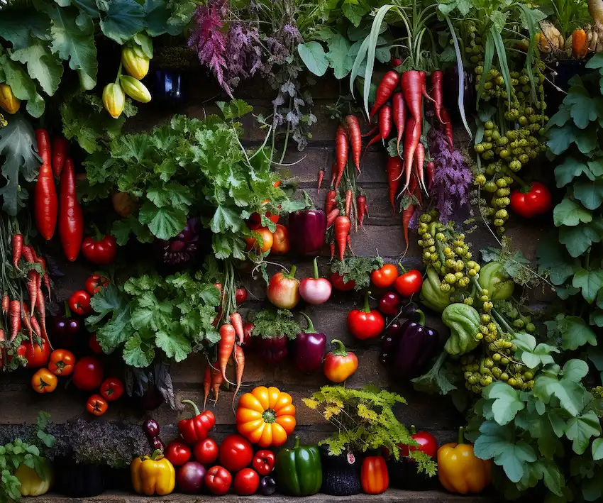 a wall of vegetables 1