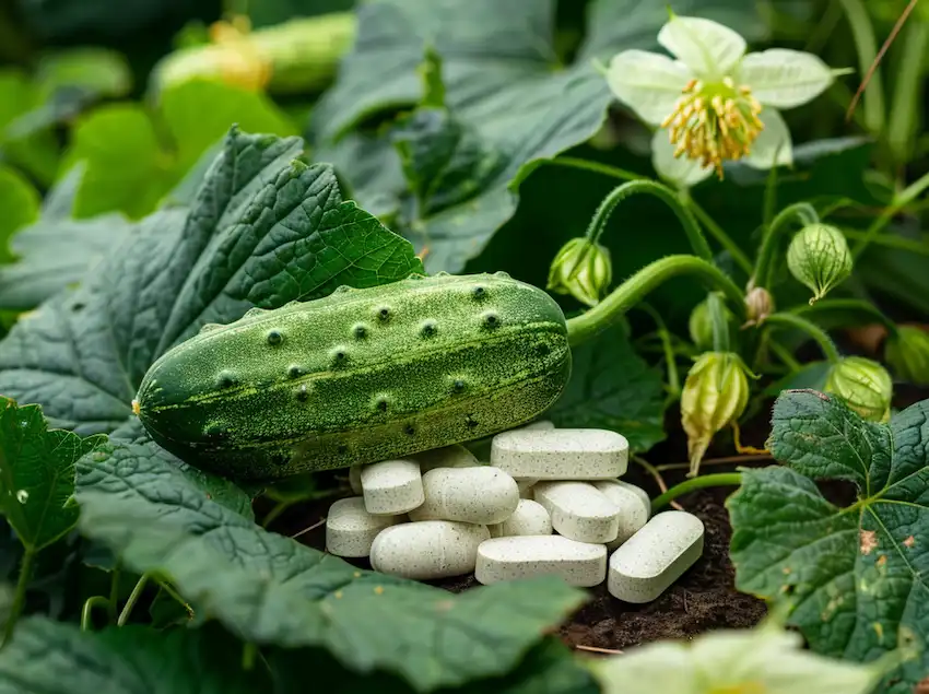 tableta de glicina para plantas de pepino en el jardín