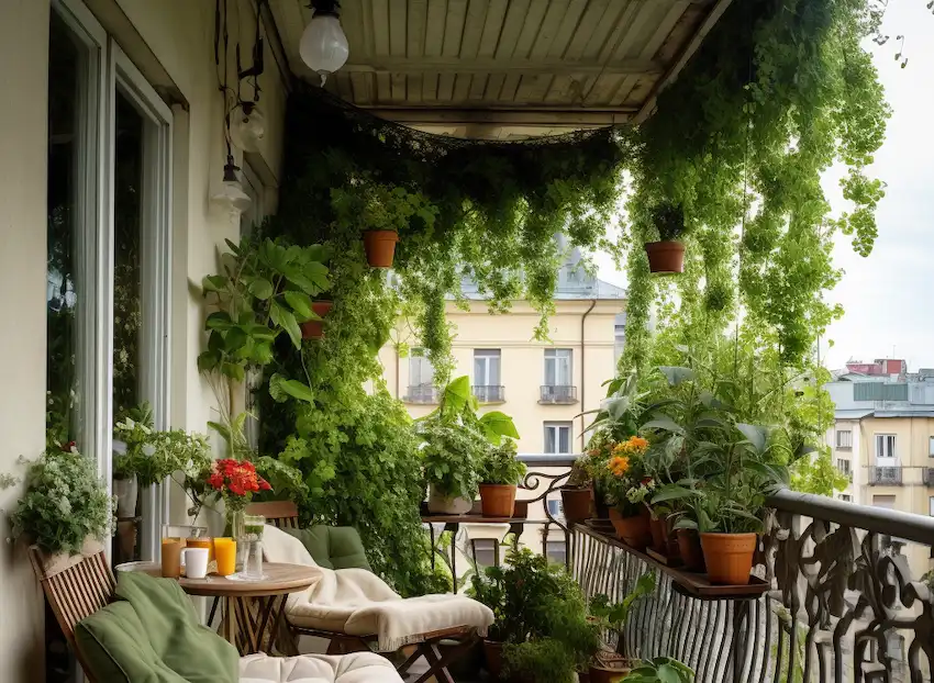 green curtain made of plants