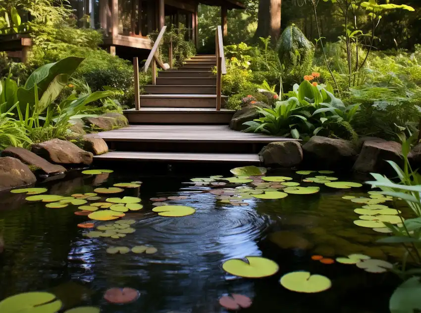 pond in the backyard