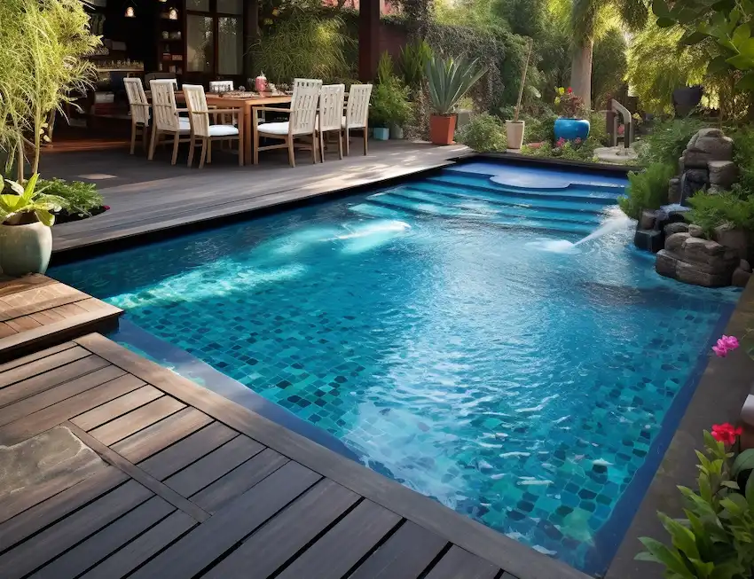 swimming pool in the backyard