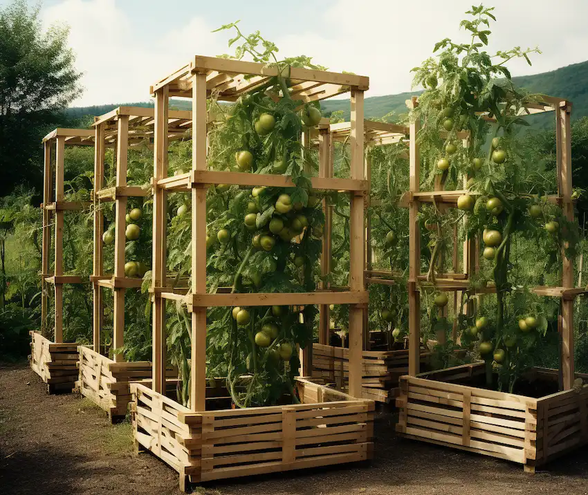 wooden support cages for tomato plants 2
