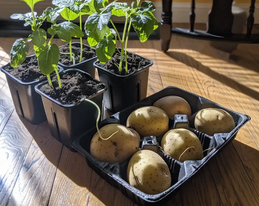 your seed potatoes and 2 pots