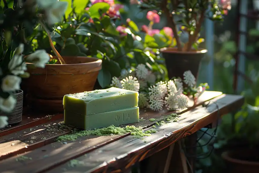 cut irish spring soap on the table