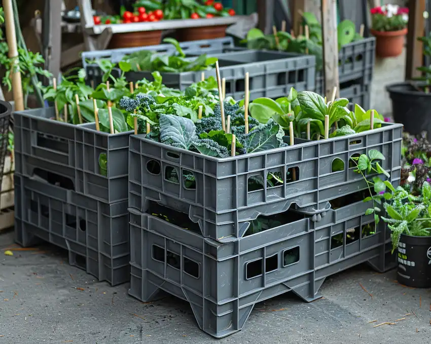 industrial plastic crates for garden bed