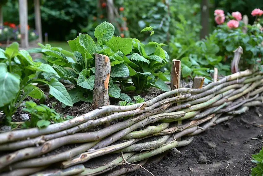 branches tressées pour clôturer vos plates-bandes