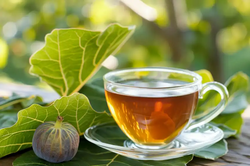 a cup of fig leaf tea