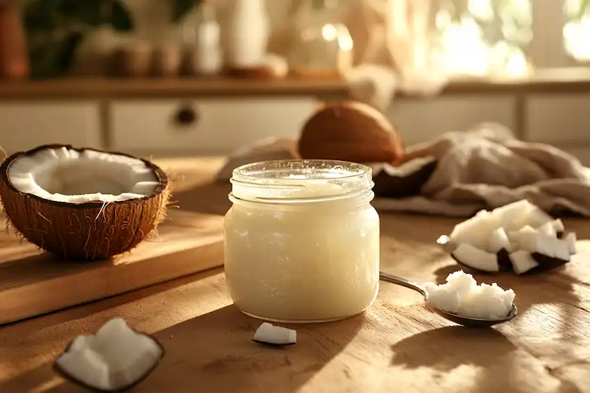 a jar of freshly made coconut oil