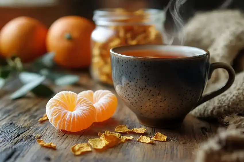 steaming mandarin peel tea