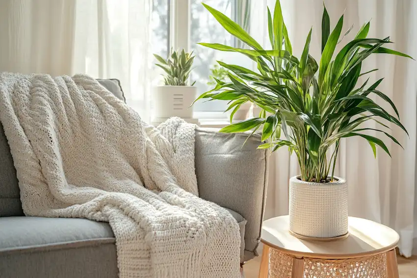 bamboo palm and snake plant