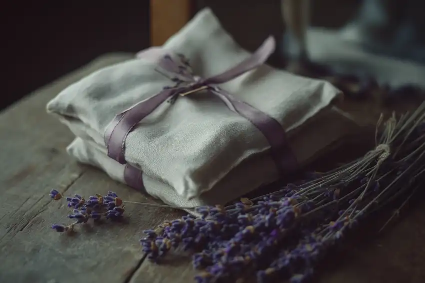 lavender sachets tied with ribbon