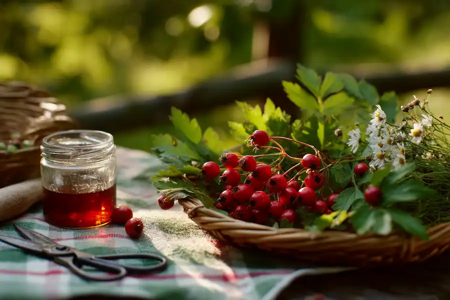 freshly foraged hawthorn berries