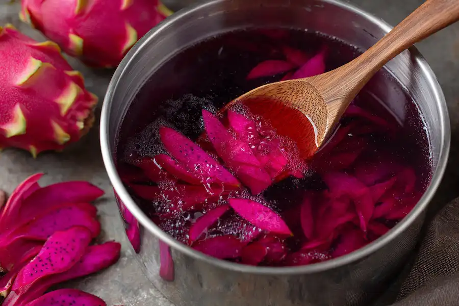 écorce de fruit du dragon bouillante pour boisson antioxydante