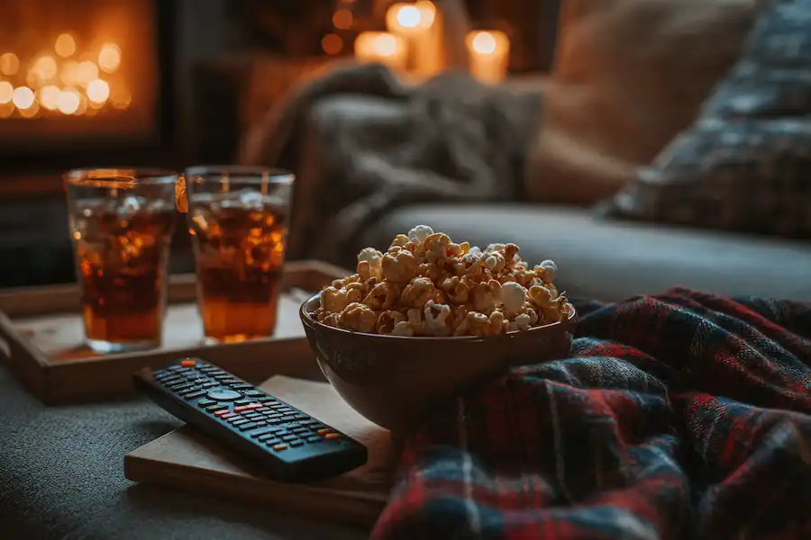 caramel popcorn ready for movie night